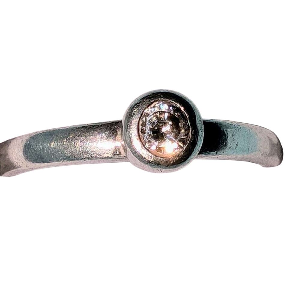 925 Sterling Silver Bezel Ring Lavender Round Stone Size 6.5 Stamped C10 Dainty